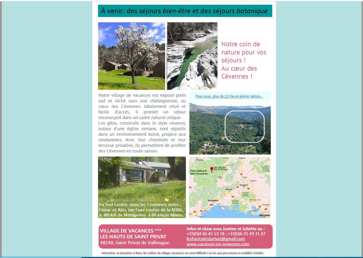 flyer décrivant nos séjours organisés en 2025