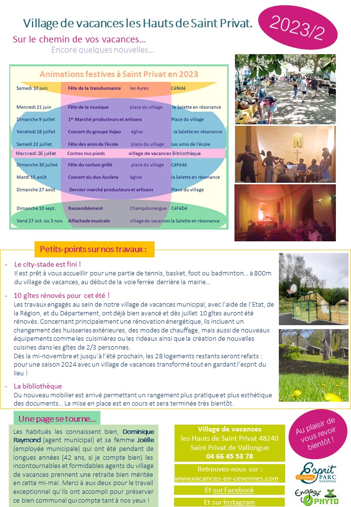 newsletter 2023 2 village de vacances